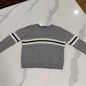 Brandy Melville Gray Sweater with Black and White Stripes, super soft